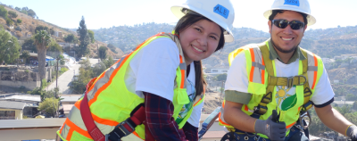 Trainees on a roof in Mexico